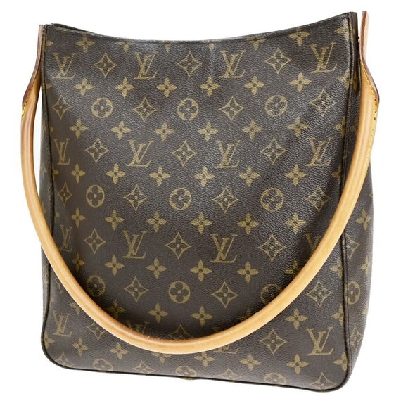 LOUIS VUITTON Logo Looping GM Shoulder Bag Monogram Leather Brown M51145 89FA801